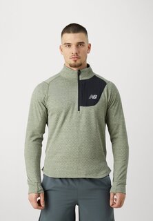 Футболка с длинными рукавами Heat Grid Half Zip New Balance, цвет dark olivine heather