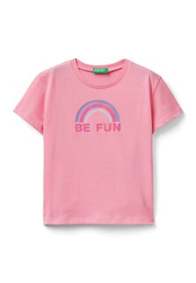 Футболка с принтом BOXY FIT With GLOSSY DETAILS United Colors of Benetton, розовый