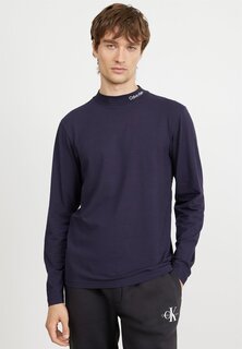 футболка с длинными рукавами Mock Neck Logo Calvin Klein, цвет night sky