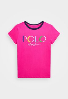 Футболка с принтом Polo Ralph Lauren, ярко-розовая