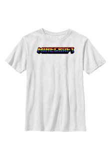 футболка с принтом Minecraft Mc Rainbow Logo Henry Tiger, белый