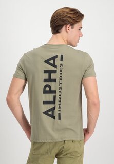 Футболка с принтом Alpha Industries, оливковый/черный