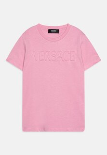 футболка с принтом тисненый логотип Versace, розовый