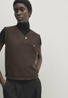 Жилет With Gold Buttons Massimo Dutti, цвет mottled dark brown