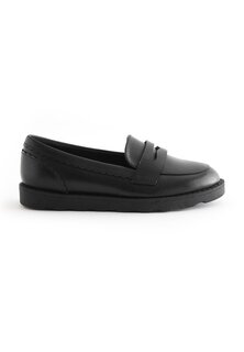 Слипоны School Leather Slim Sole Loafers Next, черный