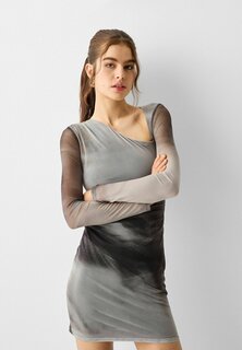 Элегантное платье Asymmetric Bershka, цвет dark grey