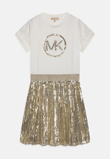 Платье из джерси Dress Michael Kors Kids, цвет off-white/gold
