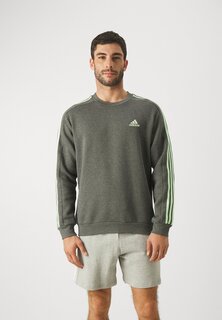 Толстовка Essentials Stripes adidas Sportswear, цвет dark grey heather/semi green spark