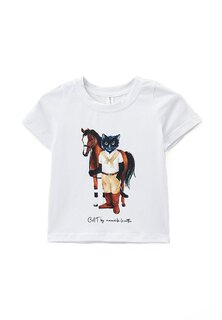 Футболка с принтом Cat Casual Polo Horse Rider Manii&apos;ta Lacitta, белый