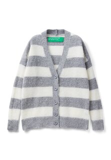 Кардиган Two Tone Stripes United Colors of Benetton, цвет grey