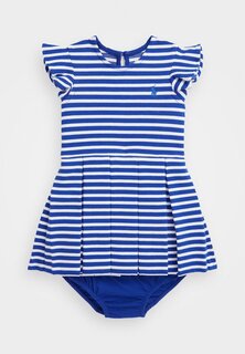 Платье из джерси Ruffle Day Dress Polo Ralph Lauren, цвет sapphire star/white