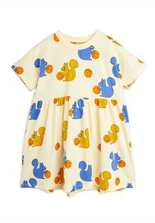 Платье из джерси Squirrels Dress Rib Neck Mini Rodini, цвет beige/yellow/blue