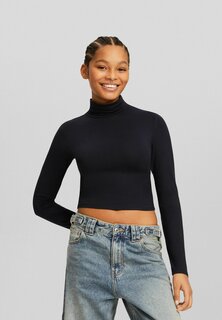 Футболка с длинным рукавом High Neck Bershka, черный