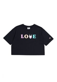 Футболка с принтом Crewneck Crop Icons Champion, черный