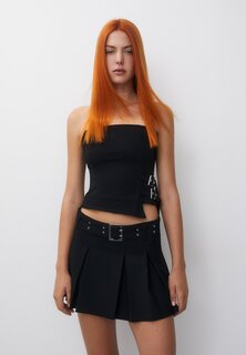 Мини-юбка Box With Belt PULL&amp;BEAR, черный