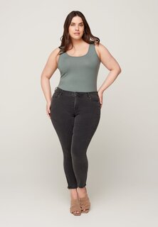 Джинсы приталенного кроя Cropped Amy Jeans Mit Reißverschluss Zizzi, цвет grey