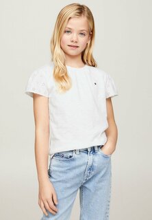 Футболка с принтом Monogram Broderie Anglaise Sleeve Tommy Hilfiger, белый