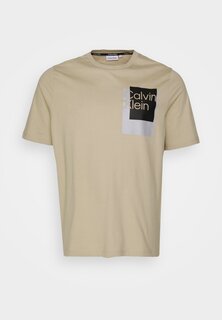 футболка с принтом Overlay Box Logo Calvin Klein, цвет eucalyptus