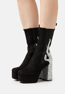 Ботинки на каблуке Apparent Lies Platform Boots LAMODA, цвет black /silver glitter