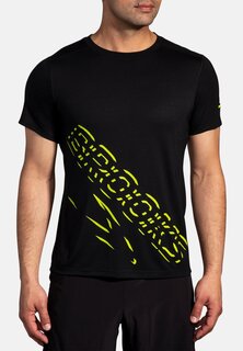 спортивная футболка Distance Short Sleeve Brooks, цвет black br logo