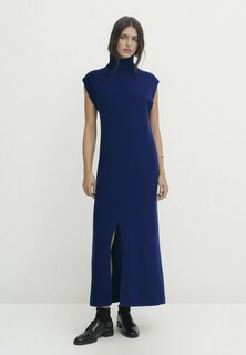 Длинное платье High Neck With Opening Massimo Dutti, цвет royal blue