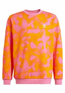 Толстовка Summer Allover Print Crew Unisex adidas Originals, цвет bright orange pink fusion