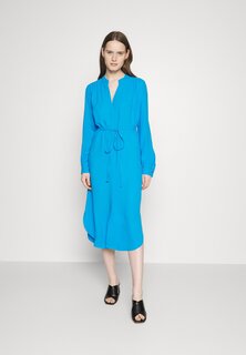 Летнее платье Belted Shirt Dress With Collarless Styling And Button Cuffs BOSS, цвет bright blue