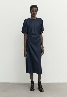 Летнее платье Blend Midi С Собранными Деталями Massimo Dutti, цвет mottled dark blue