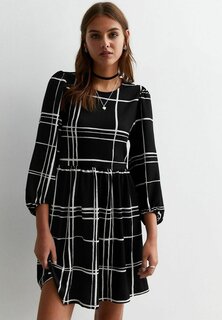 Летнее платье Check Crinkle Puff Sleeve Smock New Look, цвет black pattern