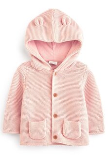 Кардиган Knitted Baby Ear Hooded Cardigan Next, цвет pale pink