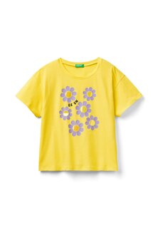 Футболка с принтом Short Sleeve United Colors of Benetton, желтый