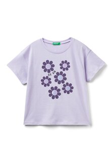 Футболка с принтом Short Sleeve United Colors of Benetton, фиолетовый