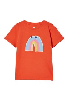футболка с принтом Penelope Short Sleeve Cotton On, цвет red orange rainbow icon