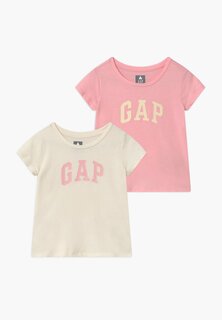 футболка с принтом Toddler Girl Logo 2 Pack GAP, цвет light shell/pink
