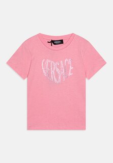 Футболка с принтом Logo Embroidery Versace, цвет pink/rose
