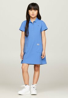 Летнее платье Archive Track Logo Short Sleeve Polo Tommy Hilfiger, цвет blue spell