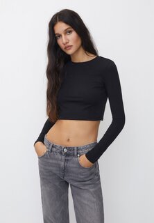 Футболка с длинным рукавом Cropped PULL&amp;BEAR, черный