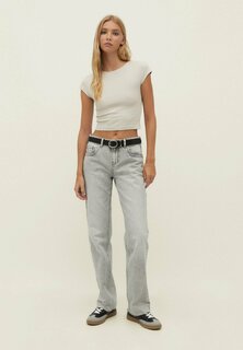 Ремень With Round Buckle Stradivarius, цвет black denim