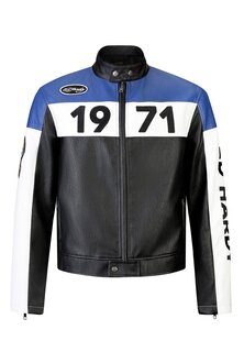 Куртка из искусственной кожи Moto Biker Ed Hardy, цвет black blue white Ed Hardy