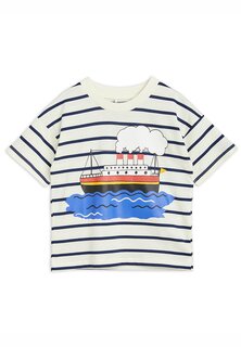 Футболка с принтом Ferry Stripe Tee Unisex Mini Rodini, синий