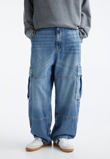 Джинсы-сигареты Wide-Leg Baggy PULL&amp;BEAR, цвет blue denim