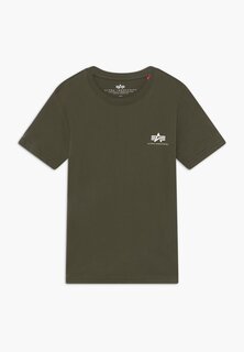 Базовая футболка Basic Small Logo Kids Teens Alpha Industries, цвет dark olive