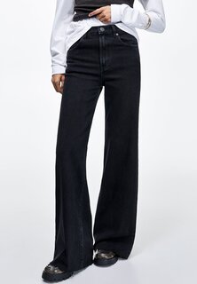 Джинсы-клеш Mid-Rise Wide-Leg Comfort PULL&amp;BEAR, черный