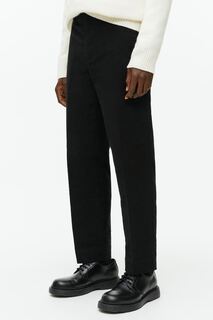 Элегантные брюки из хлопкового молескина H&amp;M, черный H&M