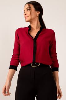 Женская бордовая рубашка в полоску спереди armonika, бордовый