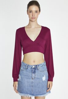 Блузка Crop Plunge Tie Waist Crop Glamorous, цвет burgundy