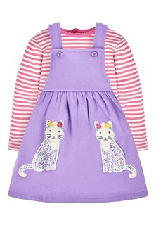 Летнее платье Fox Pocket Pinafore Set JoJo Maman Bébé, цвет lilac purple cat