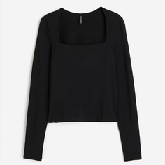 Лонгслив H&amp;M Square-neck Jersey, черный H&M