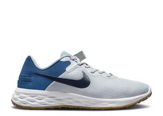 Кроссовки Nike Revolution 6 Flyease Next Nature &apos;Pure Platinum Dark Marina Blue&apos;, синий