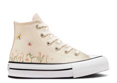 Кроссовки Converse Chuck Taylor All Star Lift Platform High Ps &apos;Floral Embroidery - Natural Ivory&apos;, кремовый